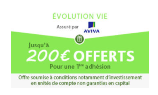 Evolution Vie d'Aviva : 100 ou 200€ offerts aux nouveaux clients, à saisir avant le 2 juillet 2018