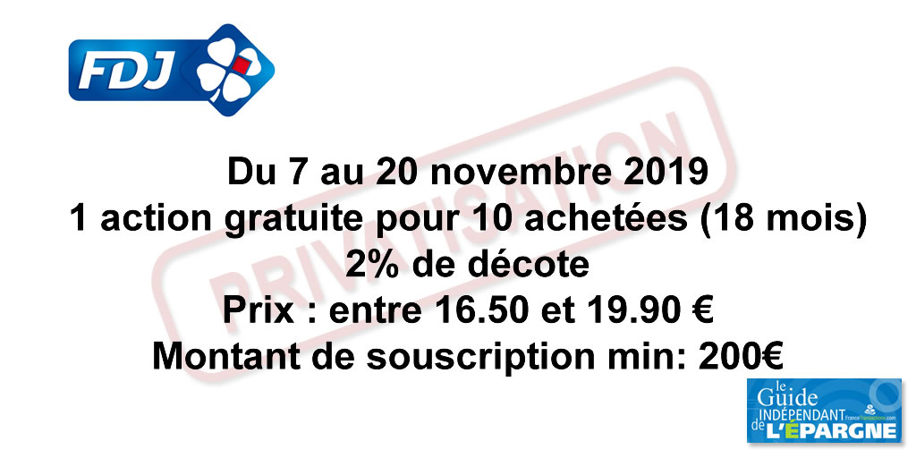Privatisation de la FDJ : un large succès populaire, les réservations inférieures à 5.000€ servies en priorité Privatisation de la FDJ : un large succès populaire, les réservations inférieures à 5.000€ servies en priorité