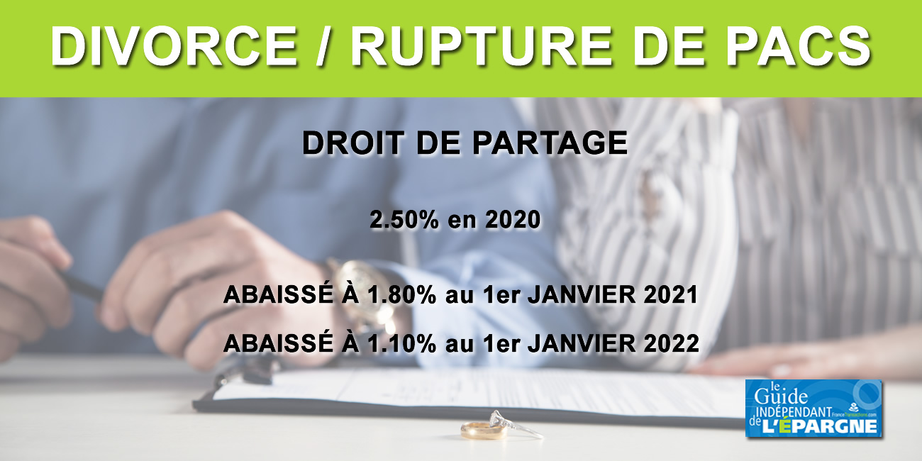 Divorce, rupture de PACS : le droit de partage abaissé à 1.80% à partir ...
