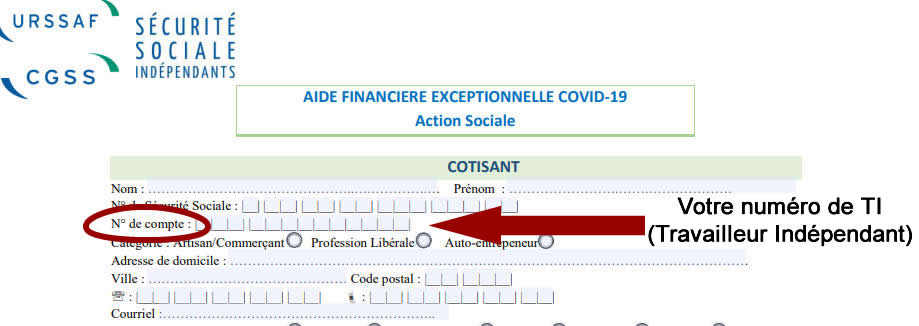 A quoi correspond ce numéro de compte sur le formulaire de demande d’aide financière ?