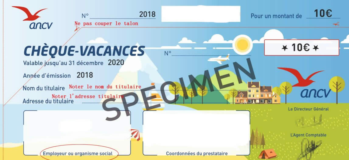 Specimen chèque vacances ANCV