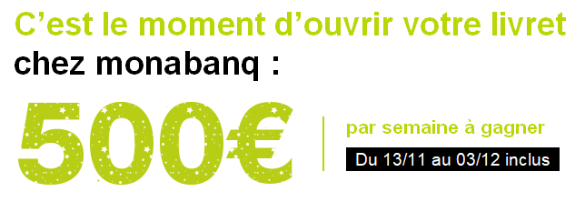 500€ offerts pour l’ouverture de votre livret A / LDDS