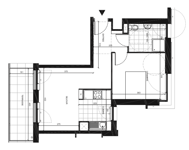 T2 neuf à Bretigny sur Orge, 43 m2, balcon de 6 m2, prix catalogue 177.000€