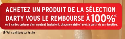 Des produits remboursés à 100% en bons d’achats chez Darty !