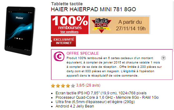Produit remboursé à 100% chez Darty, sous forme de bons d’achats