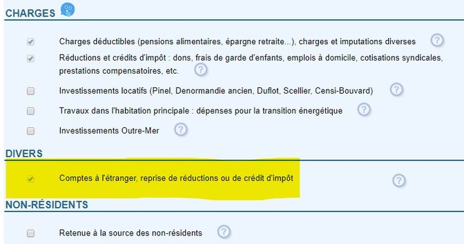 Copie écran déclaration revenus en ligne étape 3